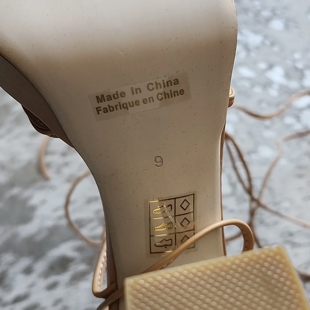 Jeffrey Campbell Primadonna Platform Wrap Sandal Nude NWB Sz9